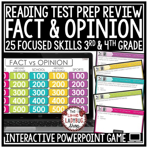 Fact & Opinion Reading Test Prep Jeopardy Game Show