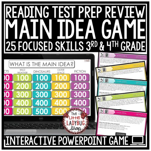 Main Idea Reading Review ELA Test Prep 3rd 4th Grade Reading Game Show Review