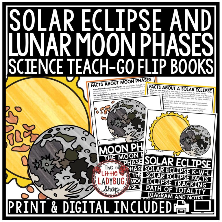 Solar Eclipse and Lunar Cycle Moon Phases Activities for Upper elementary students