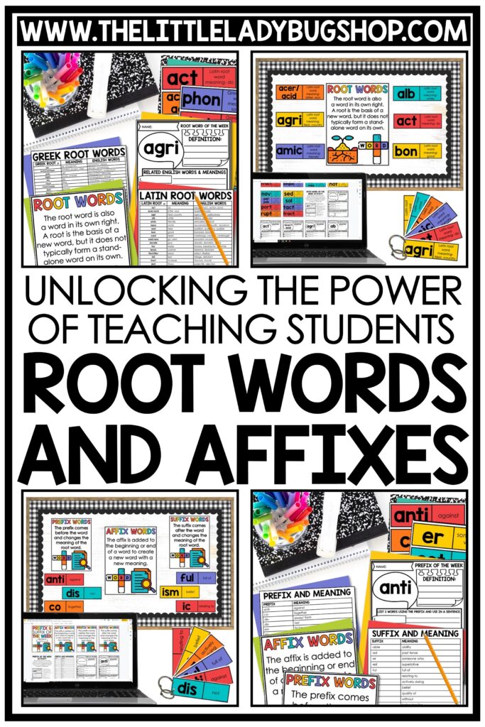 Root Words, Prefix, Suffix activities for upper elementary students. Understanding vocabulary's pivotal role in our students' literacy.