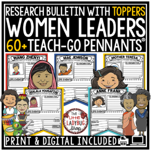 Women's History Month Biography Research Writing Project Bulletin Board Template perfect for 3rd 4th 5th grade and upper elementary students