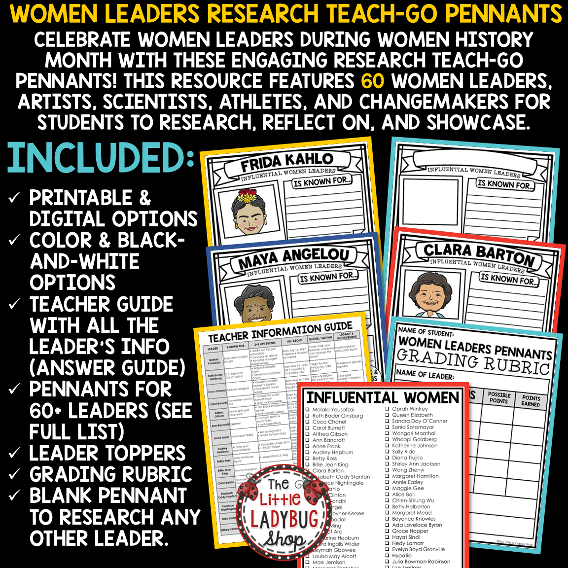 Women's History Month Biography Research Writing Project Bulletin Board Template perfect for 3rd 4th 5th grade and upper elementary students