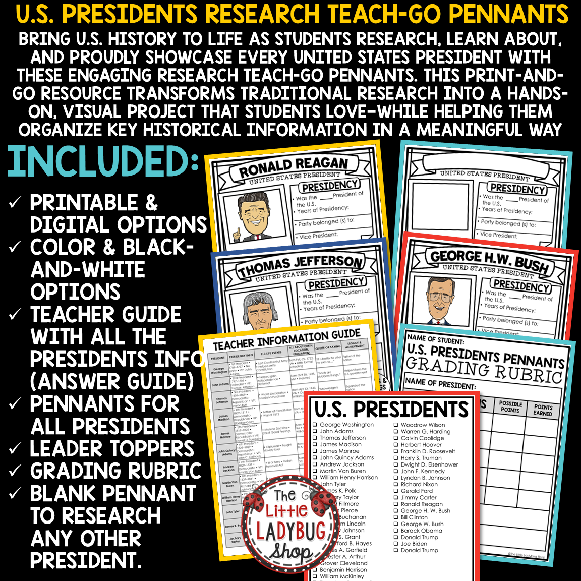 United States History Activities US Presidents Day Research Project Templates