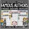 Famous Authors Reading Comprehension Passages Activities for Upper Elementary Students perfect for Read Across America Week for 3rd, 4th and 5th graders.