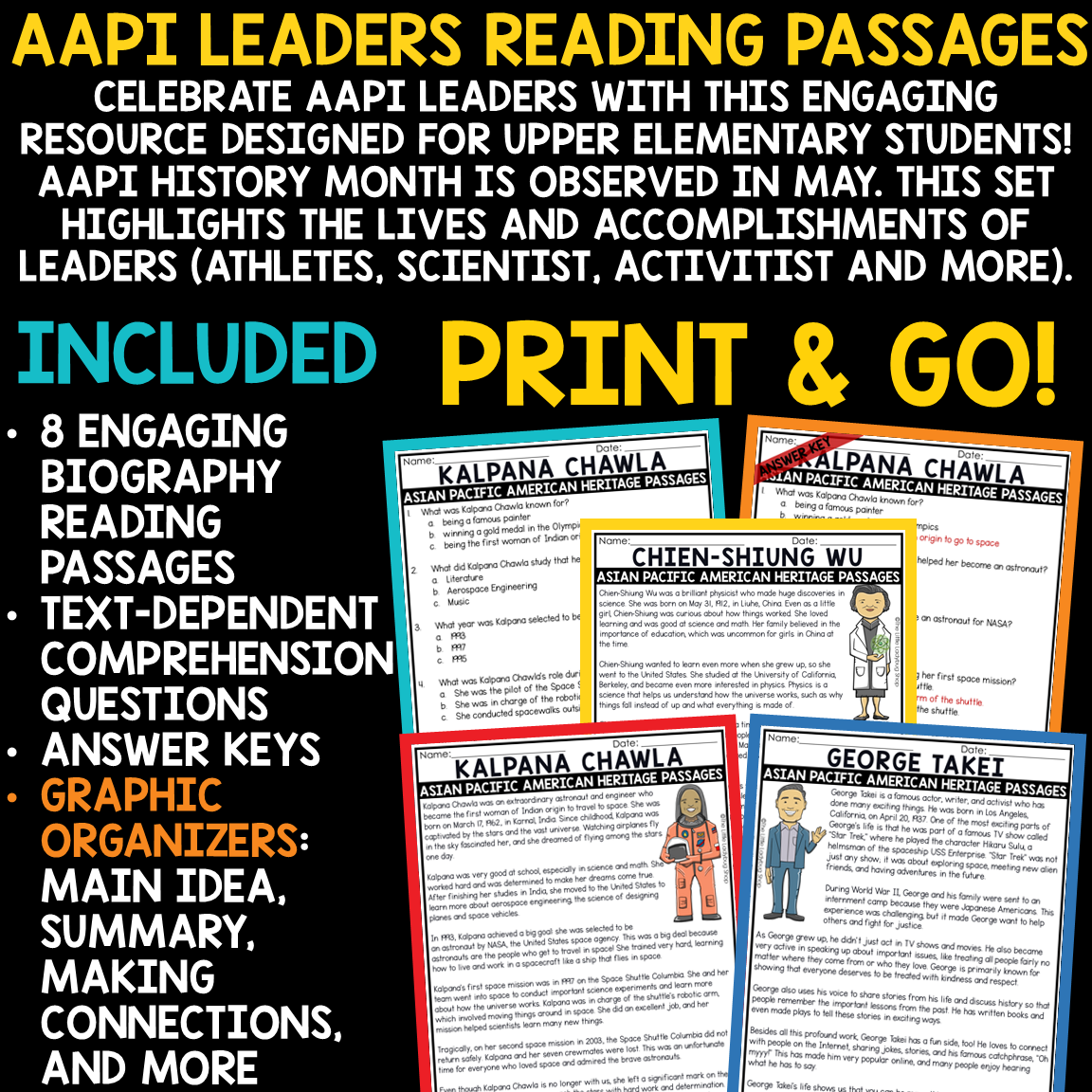 AAPI Asian American Pacific Islander Heritage Month Activities Reading Passages