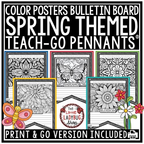 Motivational Spring Coloring Pages Bulletin Board: Celebrate spring in your classroom with these Spring Coloring & Quick Write for upper elementary students