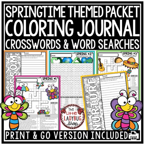 Spring Word Search Crossword Coloring Pages