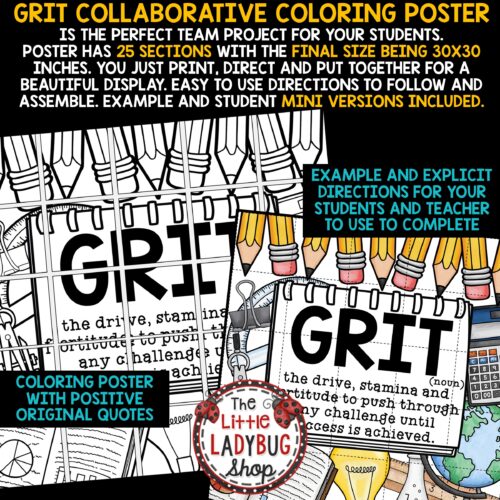GRIT Testing Motivation Collaborative Coloring Poster