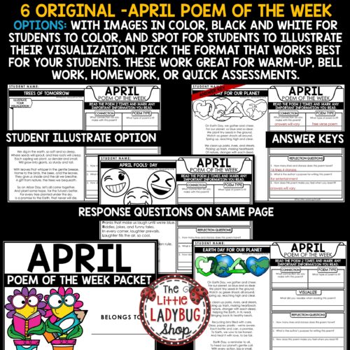 Earth Day Spring April Poem of the Week for upper elementary students