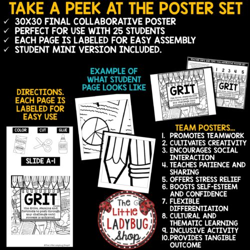GRIT Testing Motivation Collaborative Coloring Poster