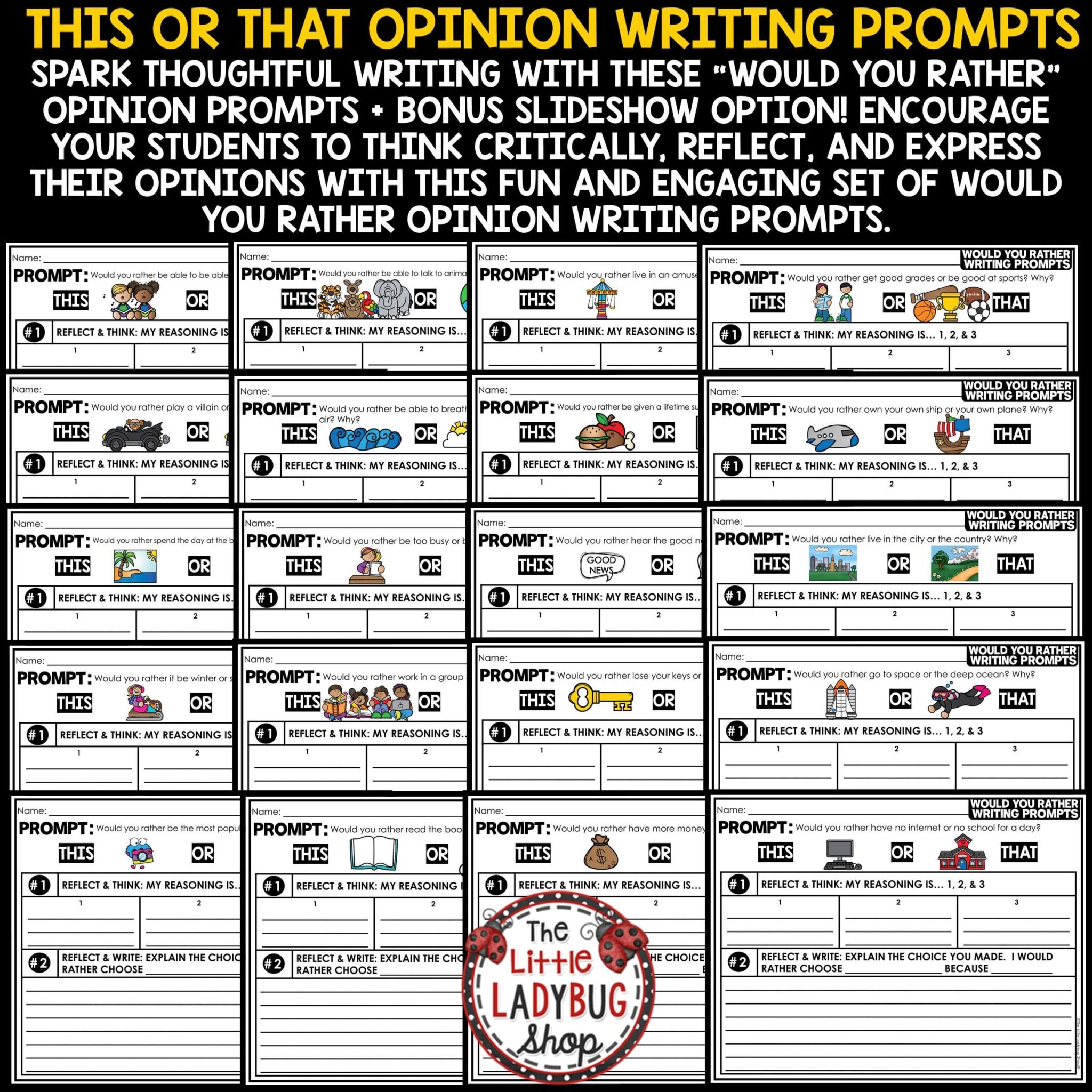 Would You Rather Opinion Writing Prompts 3rd 4rd Grade - The Little ...
