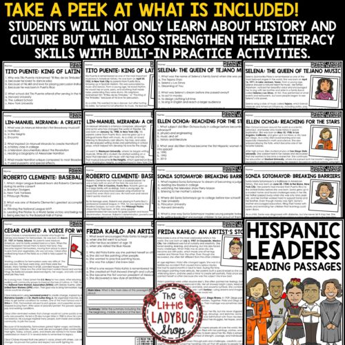 Hispanic Heritage Month Activities Reading Passages 3rd 4th Grade