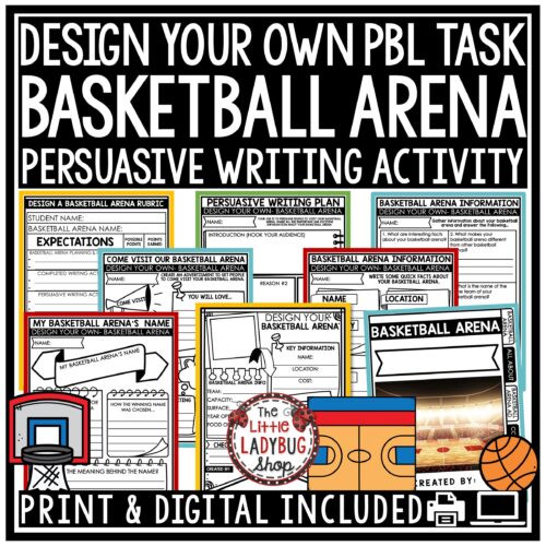 Design Your Own Basketball Arena Project Based Learning, a creative PBL activity for upper elementary students in 3rd-5th grade