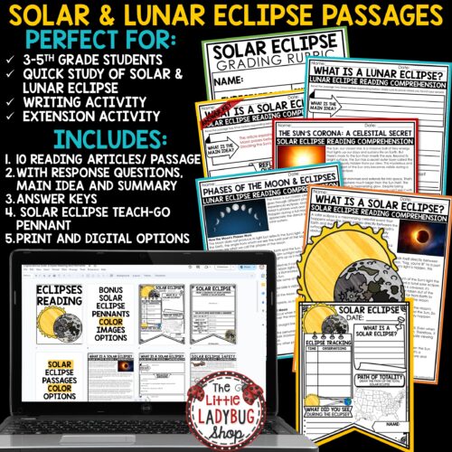 Lunar and Solar Eclipse Reading and Writing Activities