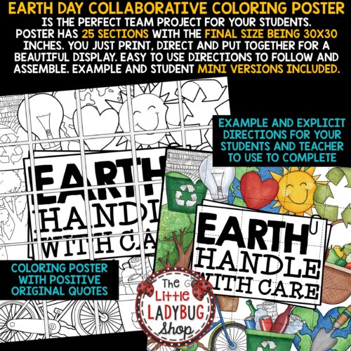 Earth Day Collaborative Coloring Poster for Upper Elementary Students