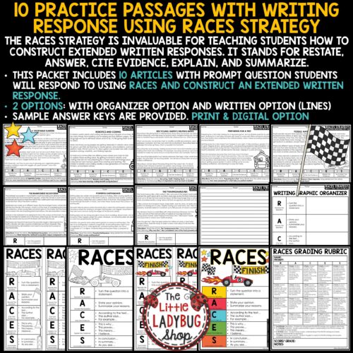 RACES Writing Strategy Passages Practice 3rd 4th Grade