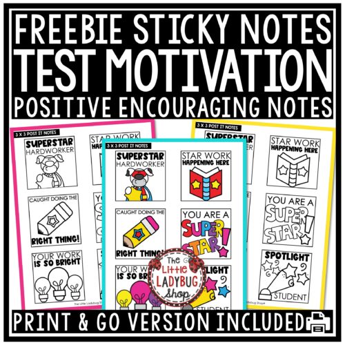 Freebie Testing Motivation Sticky Notes Upper Elementary