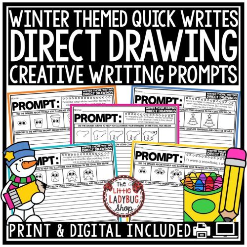 January Winter Direct Drawing Writing Prompts 3rd 4th Grade