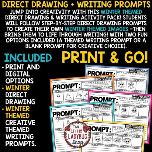 January Winter Direct Drawing Writing Prompts 3rd 4th Grade