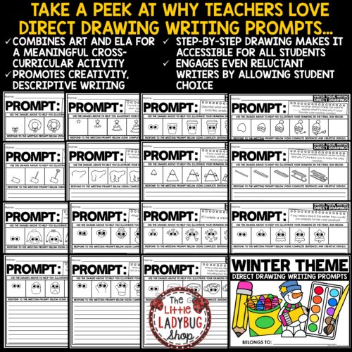 January Winter Direct Drawing Writing Prompts 3rd 4th Grade