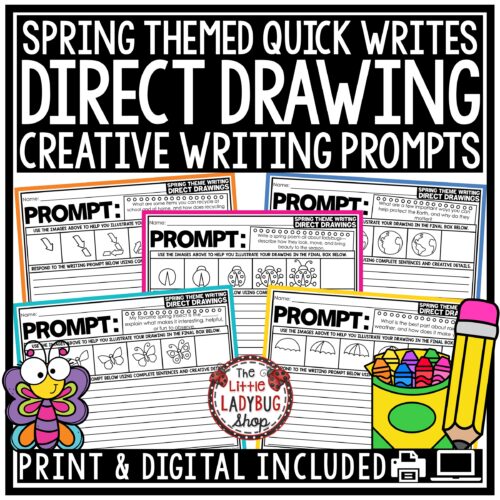 April Spring Direct Drawing Writing Prompts 3rd 4th Grade