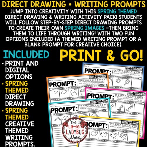 April Spring Direct Drawing Writing Prompts 3rd 4th Grade