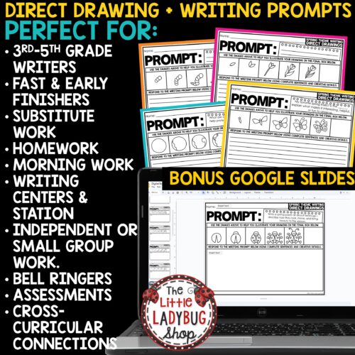 April Spring Direct Drawing Writing Prompts 3rd 4th Grade