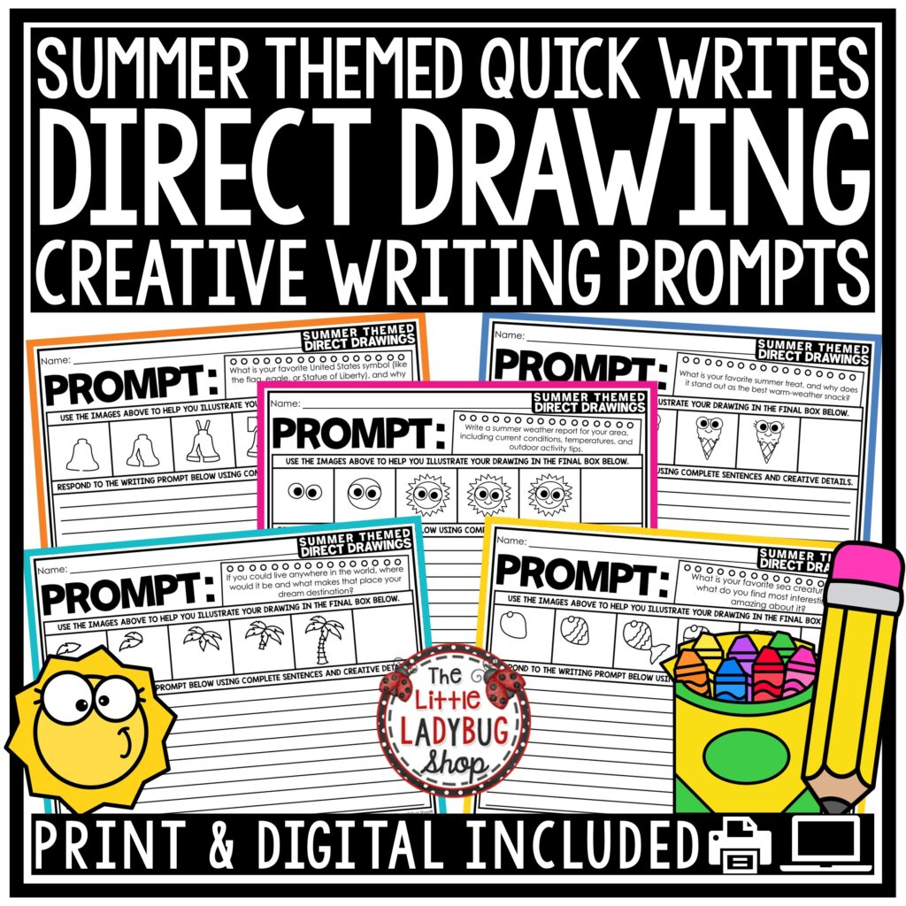 May June Summer Direct Drawing Writing Prompts 3rd 4th Grade