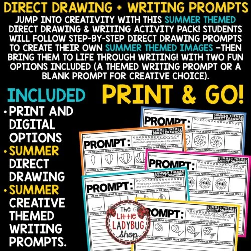 May June Summer Direct Drawing Writing Prompts 3rd 4th Grade