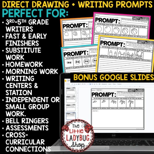 May June Summer Direct Drawing Writing Prompts 3rd 4th Grade