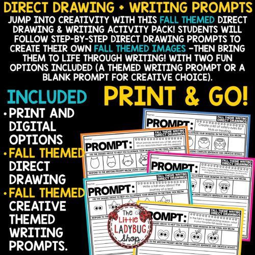 October Fall Direct Drawing Writing Prompts 3rd 4th Grade