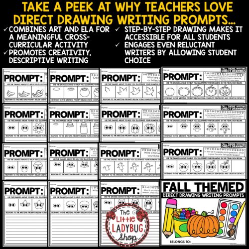 October Fall Direct Drawing Writing Prompts 3rd 4th Grade