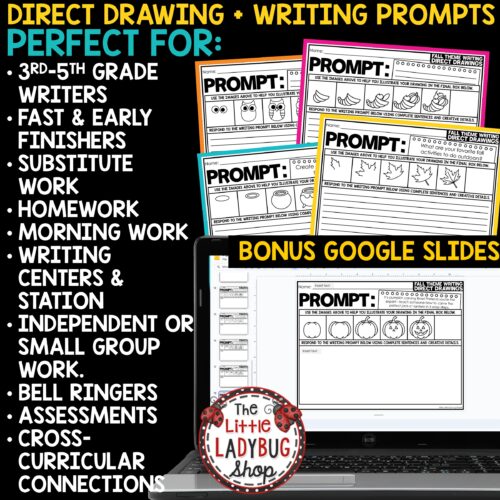 October Fall Direct Drawing Writing Prompts 3rd 4th Grade