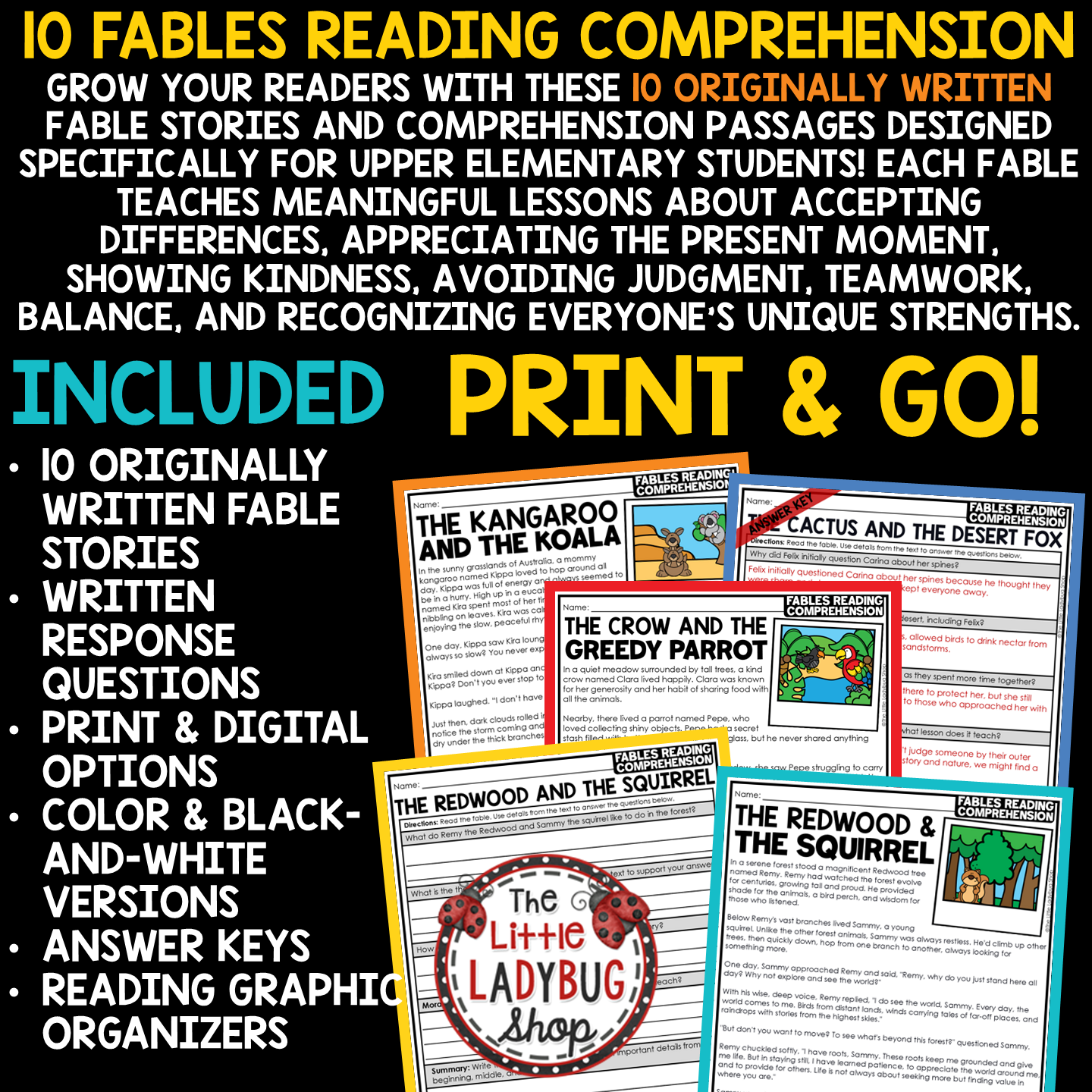 Fables Reading Passages Graphic Organizer Finding the Theme Activities