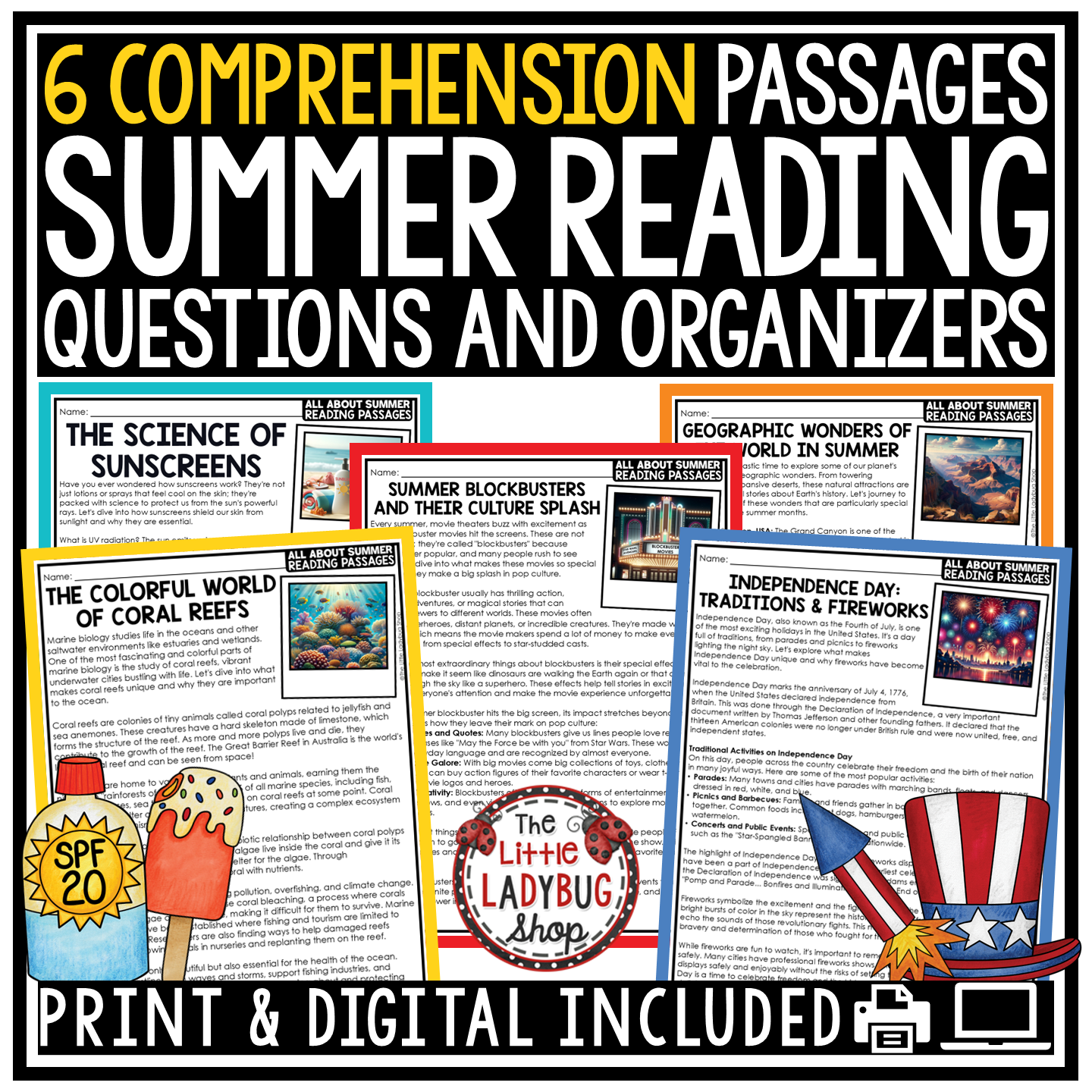 June May Summer Reading Passages Review Packet 3rd 4th Grade