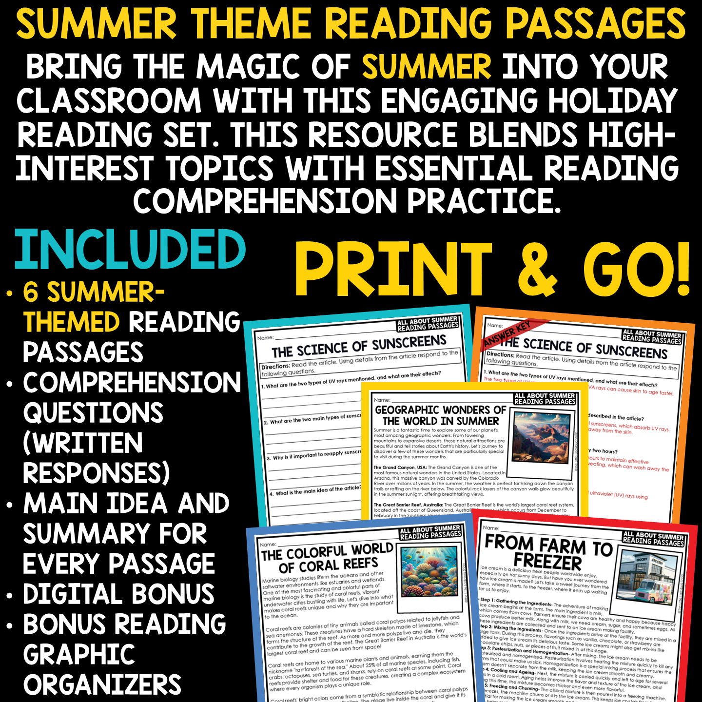 June May Summer Reading Passages Review Packet 3rd 4th Grade