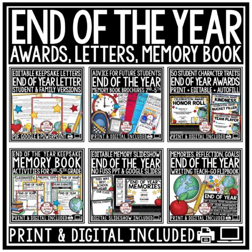 Memory Book End of Year Letter to Students Parents Editable End of Year Awards