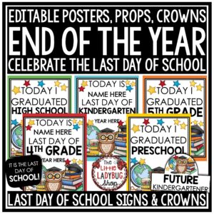 Last Day Week of School Signs End of the Year Photo Booth Props