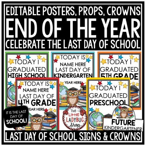 Last Day Week of School Signs End of the Year Photo Booth Props