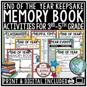 End of Year Memory Book 3rd 4th 5th Grade Last Week of School Writing Activities