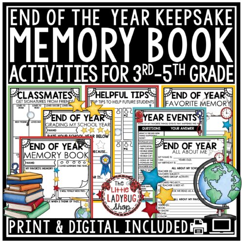 End of Year Memory Book 3rd 4th 5th Grade Last Week of School Writing Activities