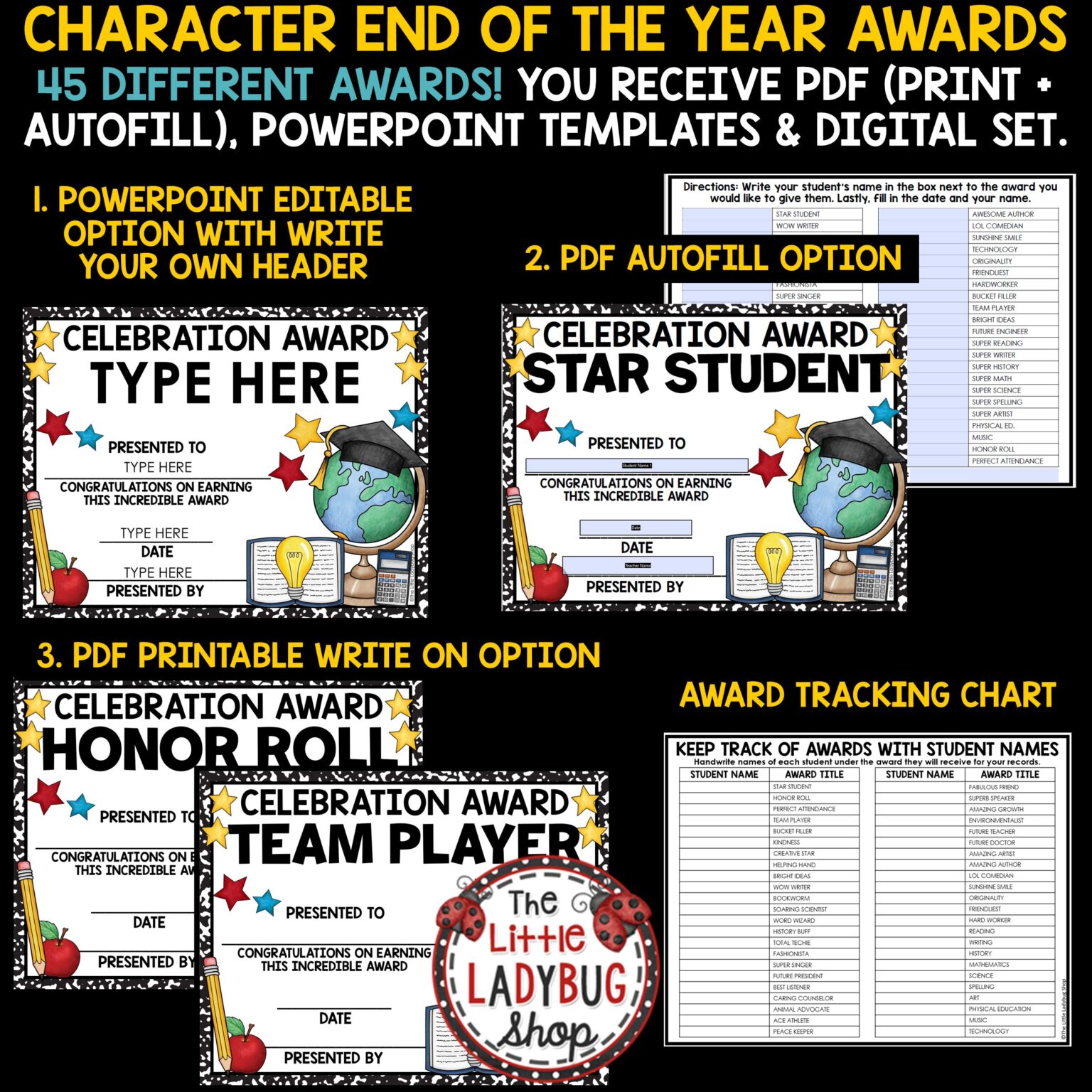 Editable End of the Year Awards Superlative Classroom Certificates ...