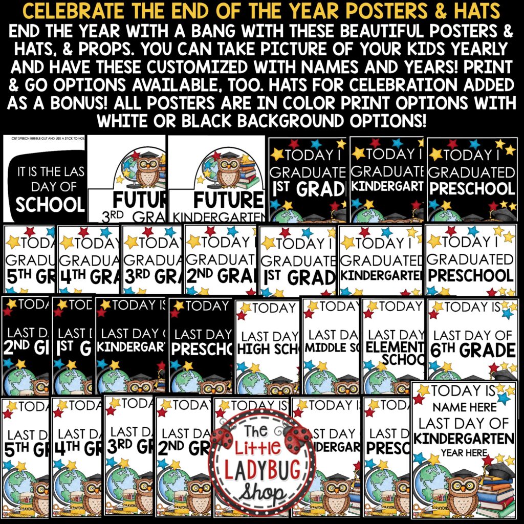 Last Day Week of School Signs End of the Year Photo Booth Props