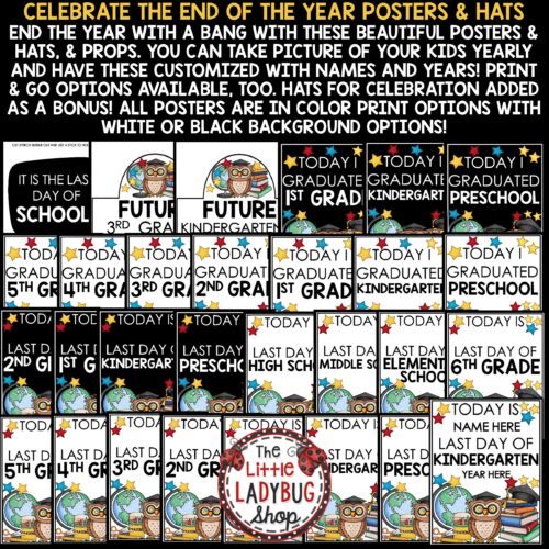 Last Day Week of School Signs End of the Year Photo Booth Props