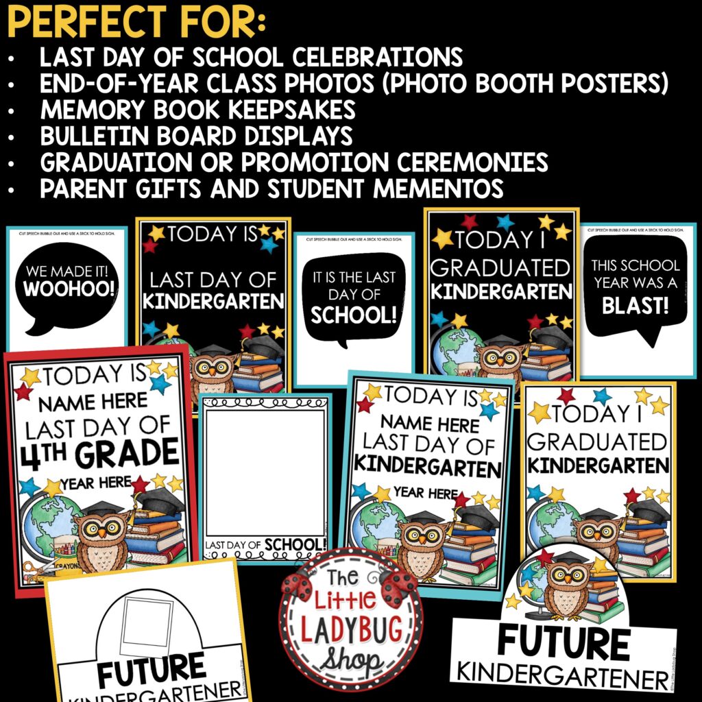 Last Day Week of School Signs End of the Year Photo Booth Props