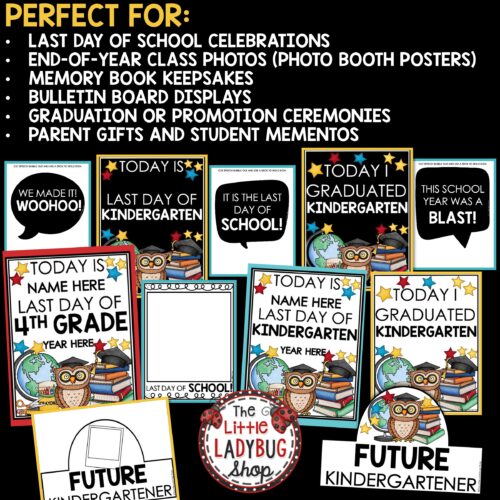 Last Day Week of School Signs End of the Year Photo Booth Props