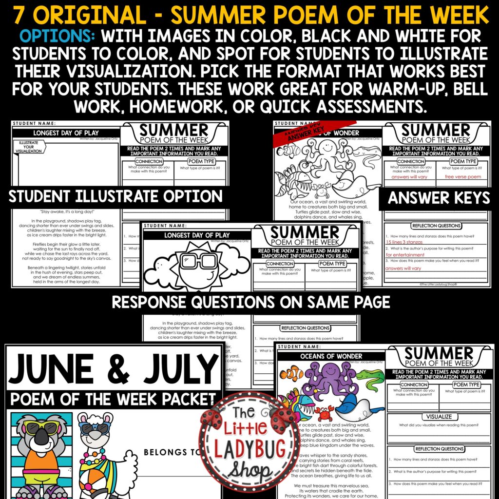 Summer June July Poem of the Week Poetry Analysis - The Little Ladybug Shop