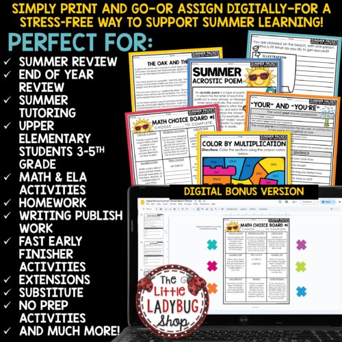 Summer Review Packet 3rd 4th Grade Summer School