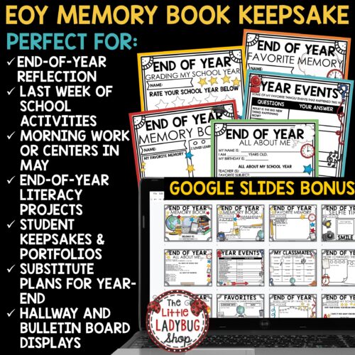 End of Year Memory Book 3rd 4th 5th Grade Last Week of School Writing Activities
