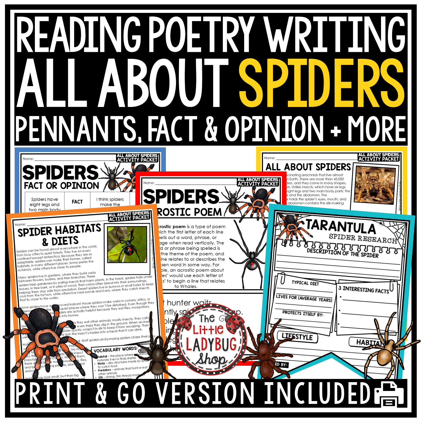 Spiders Reading Passages Craft Arachnids Spiders Habitat Activities